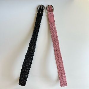 Bundle (2) Genuine Bonded Leather Braided Belts
